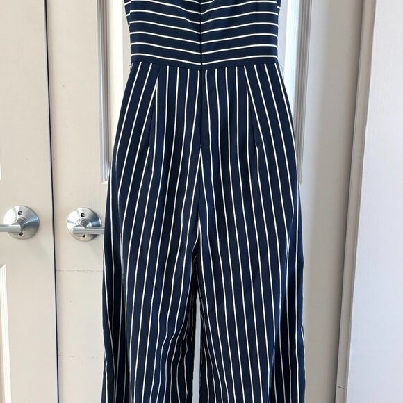 Forever 21 Navy & White Striped Wide-Leg Jumpsuit – Size S - Picture 4 of 9